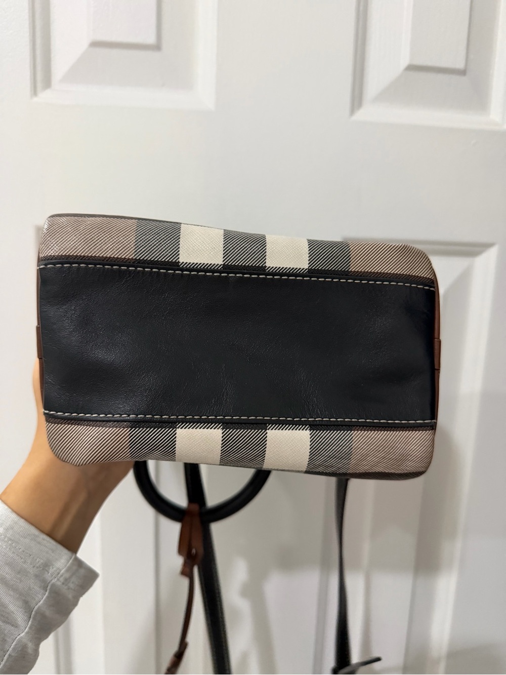 Burberry Brown and Black Check Mini Top-Handle Satchel - Picture 5 of 10